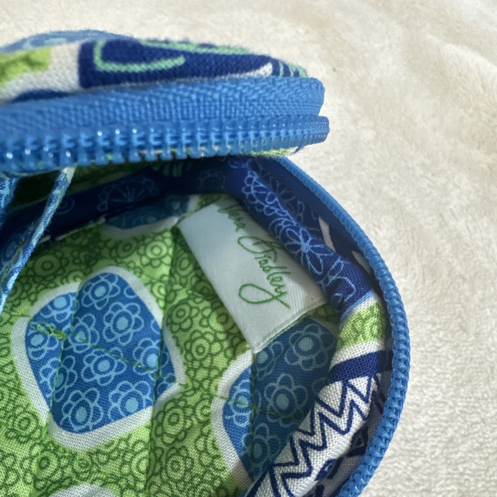 Vera Bradley Wristlet Coin Purse Wallet Zip Pouch Blue‎ Green Floral - Picture 6 of 9